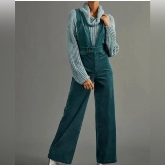 Anthropologie Pilcro Deep-V Jumpsuit Corduray Wide Leg - Picture 1 of 10